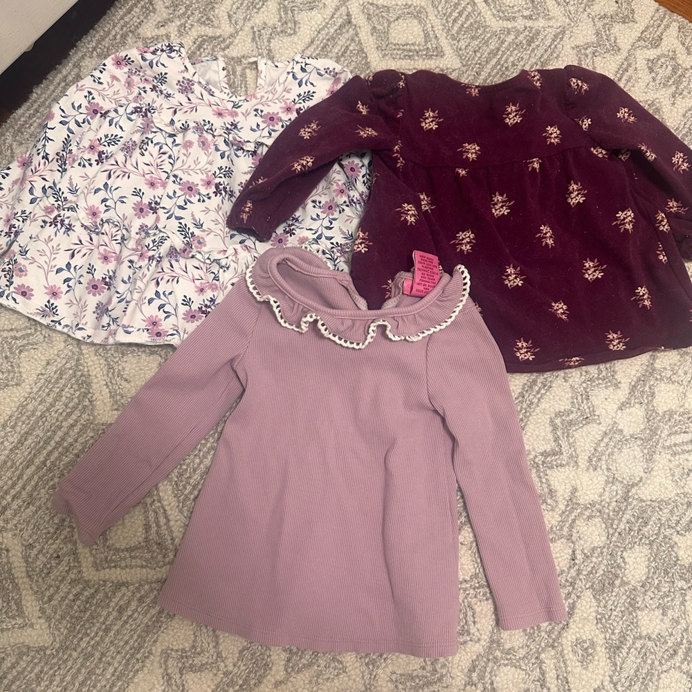Floral and Purple Kids Tops Set